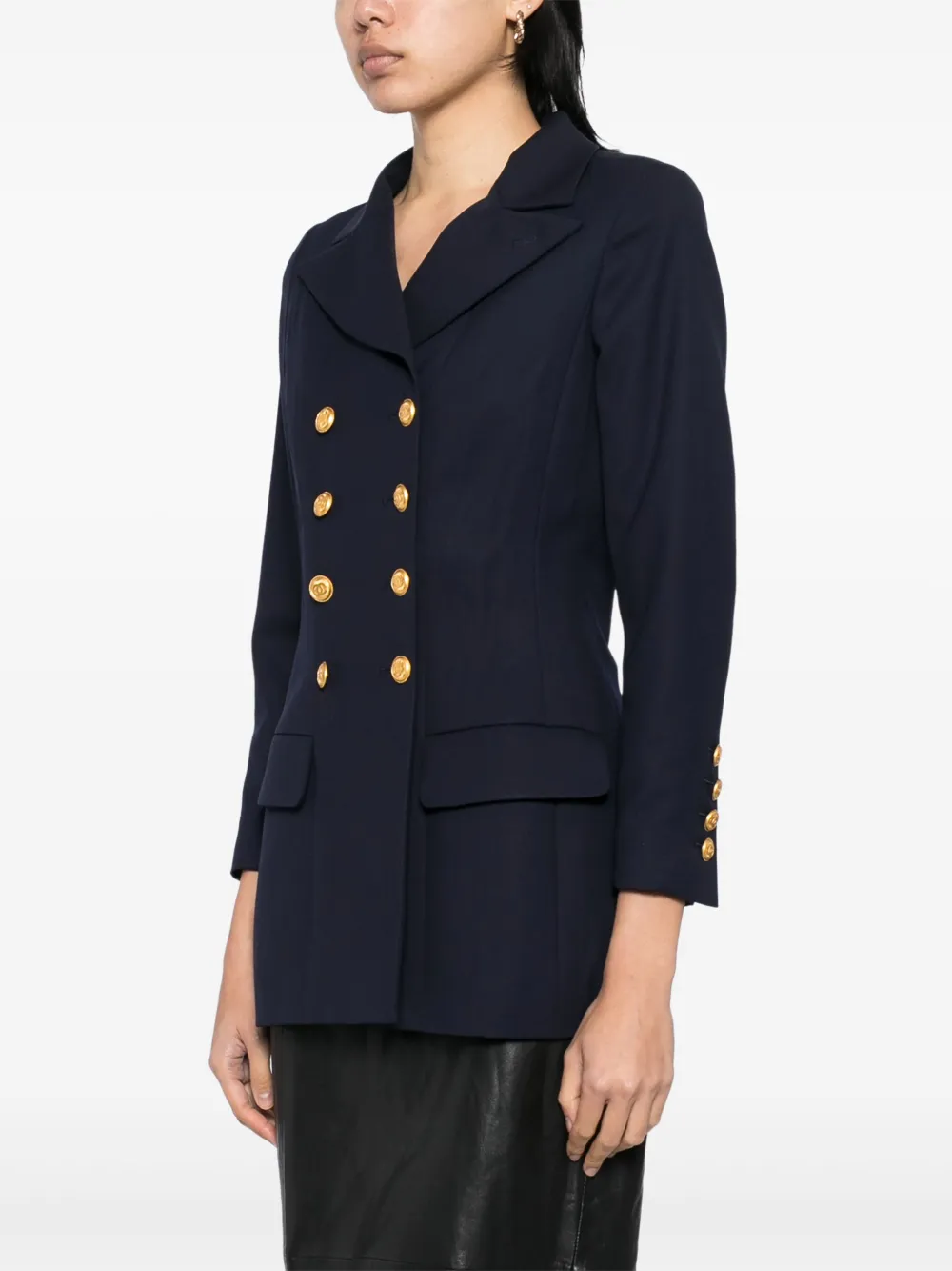 Pre-owned Chanel 1996 Double Breasted Jacket In Blue