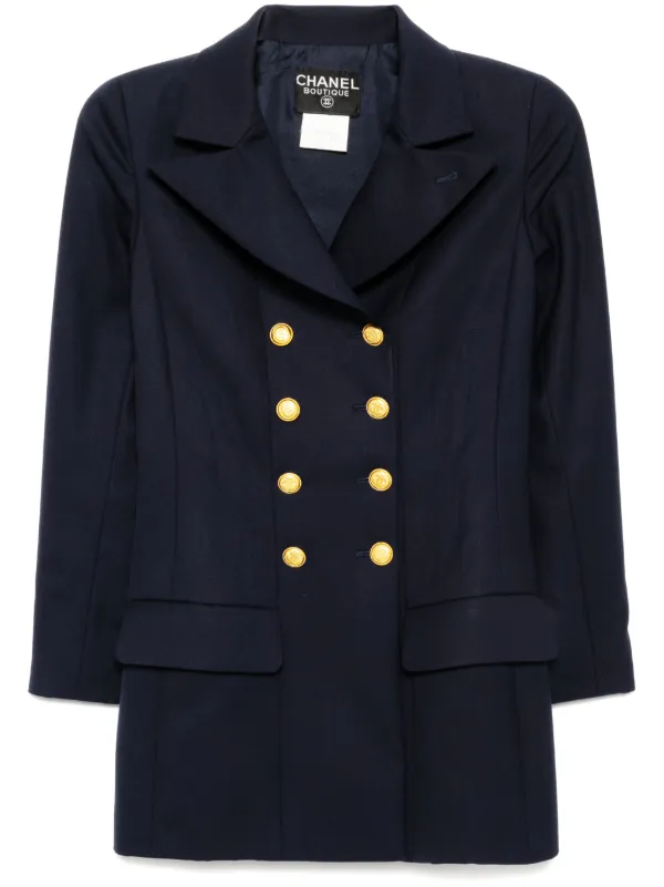 CHANEL Pre-Owned 1996 Doppelreihige Jacke Blau FARFETCH DE
