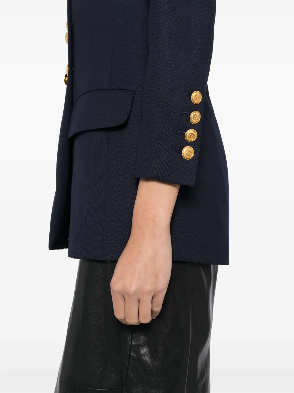 Pre-owned Chanel 1996 Double Breasted Jacket In Blue
