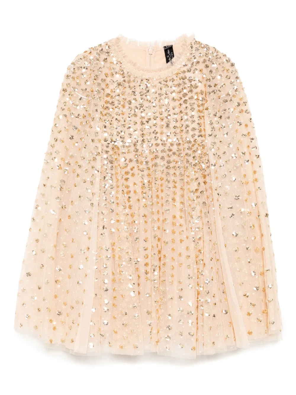 NEEDLE & THREAD KIDS vestido con capa estilo gota | dorado | Image 1