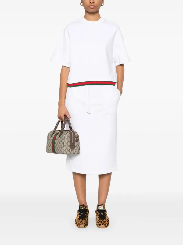 スカート GUCCI Web skirt Gucci Web-stripe Midi Skirt | White | FARFETCH