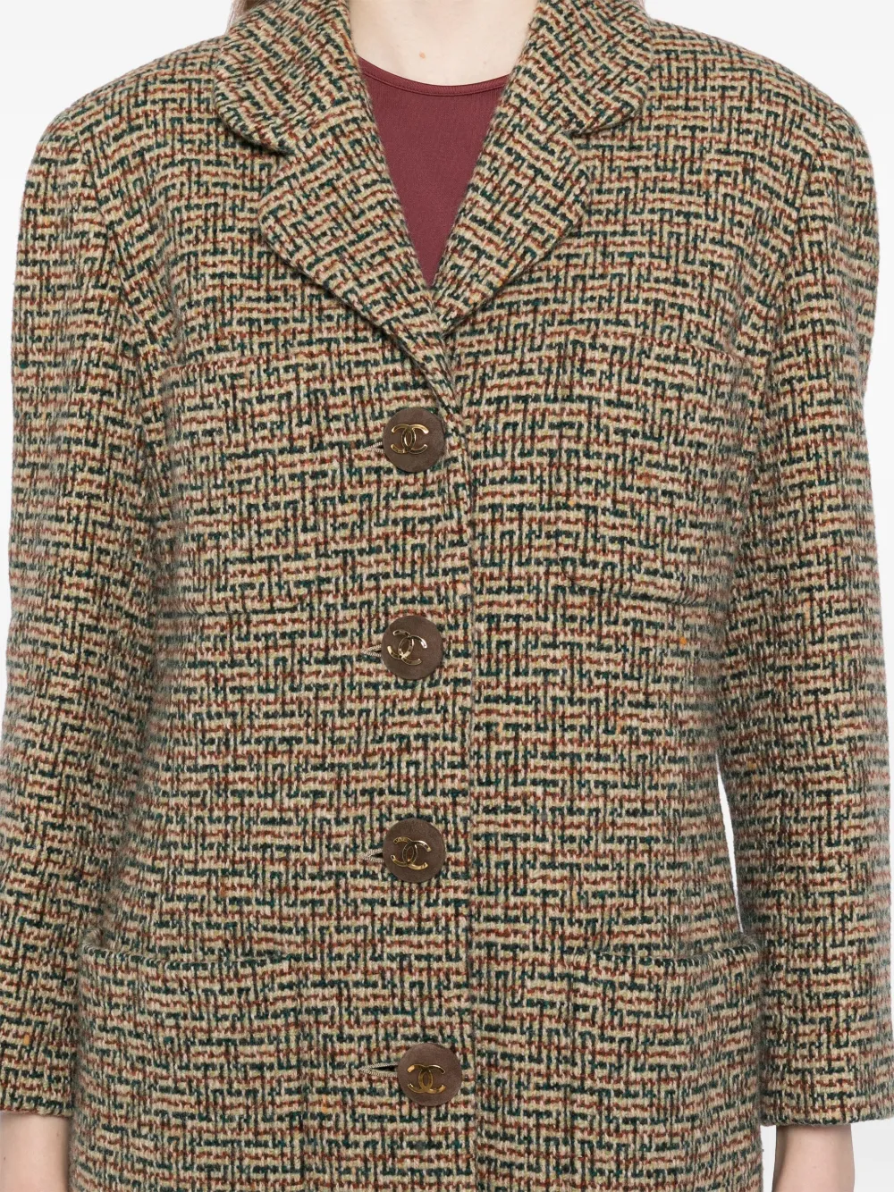Pre-owned Chanel 1990-2000s Patterned Coat In Neutrals