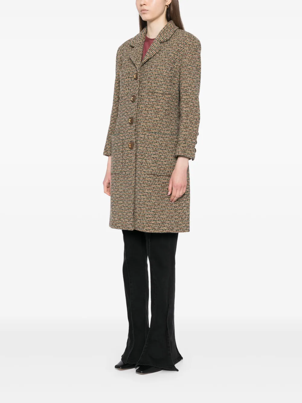 Pre-owned Chanel 1990-2000s Patterned Coat In Neutrals