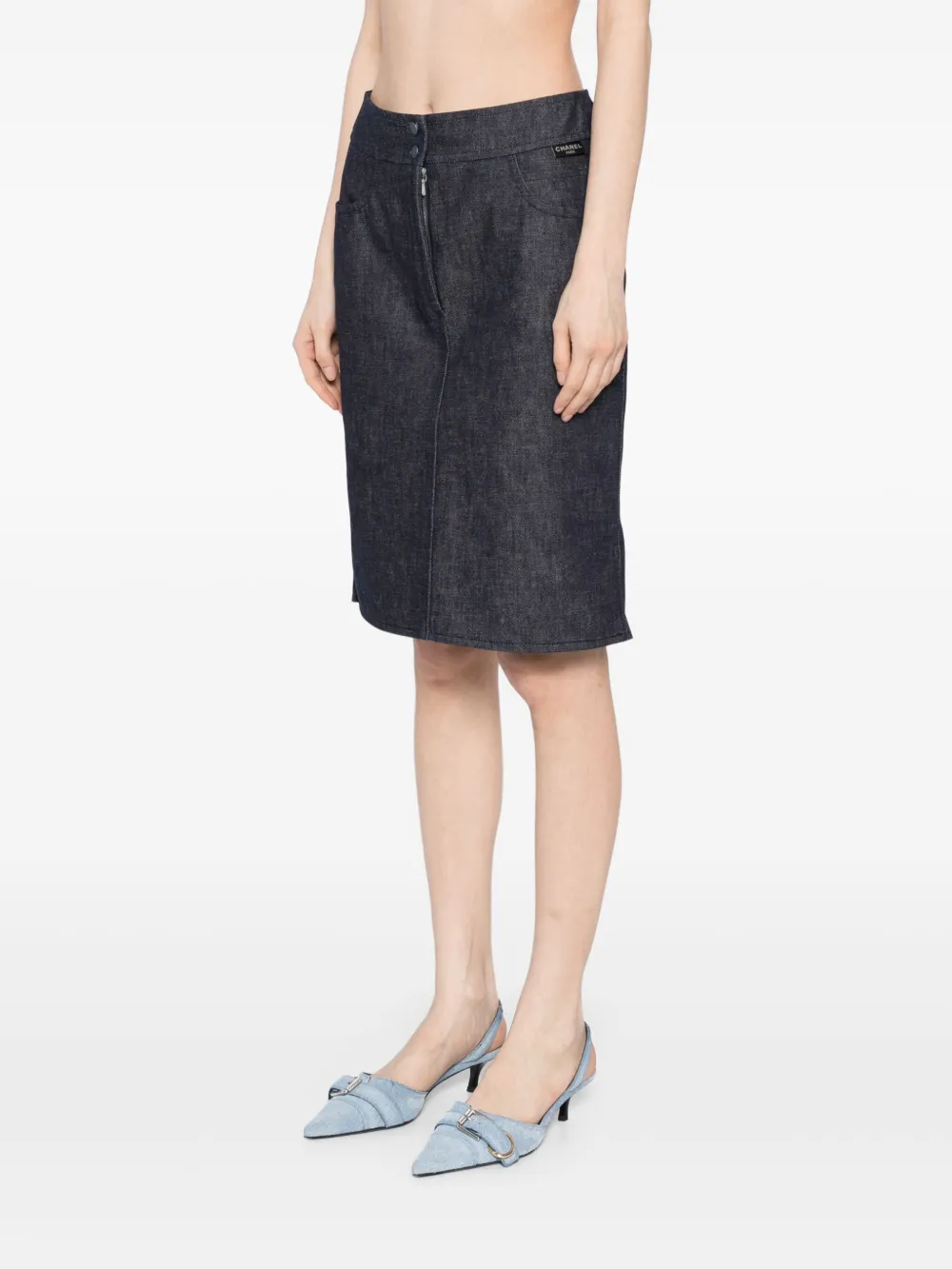 Pre-owned Chanel 1999 Denim Skirt In Blue