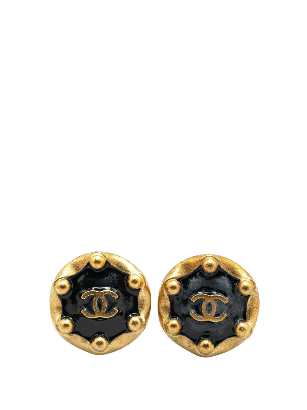 CHANEL Pre-Owned 1994 Gold Plated Hexagon CC Clip on Earrings costume earrings | Gold | Image 1
