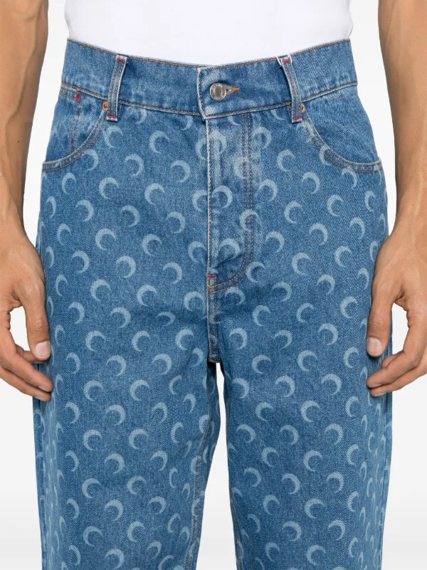 Marine Serre Moon Laser Jeans | Blue | FARFETCH RO