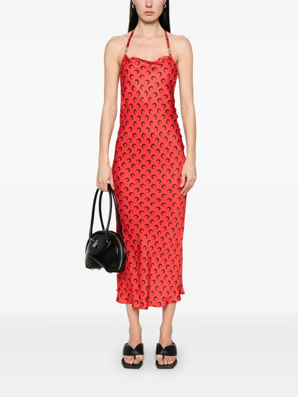 Marine Serre Maxi-jurk met Moon-print - Rood