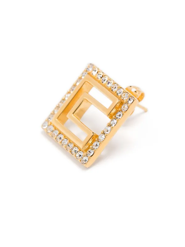 ELISABETTA FRANCHI ラインストーンフリンジ ゴールドロゴピアス Elisabetta Franchi ラインストーン ピアス | ゴールドトーン