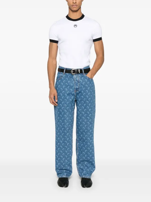 Marine Serre Crescent Moon-embroidered T-shirt | White | FARFETCH AO