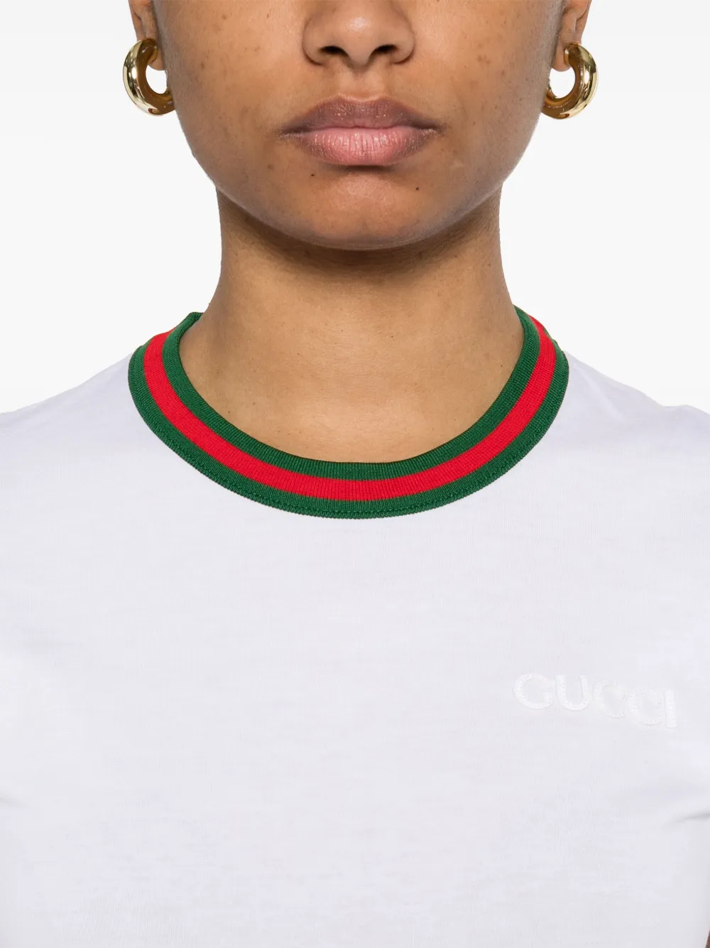 Gucci T-shirt met Web-streep Wit
