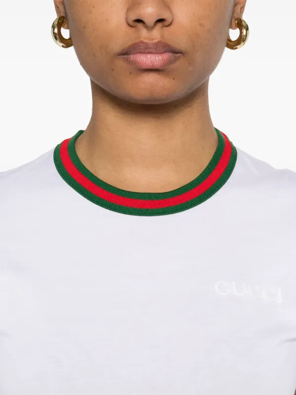 【GUCCI】WEB T-SHIRT Gucci Web-stripe T-shirt | White | FARFETCH