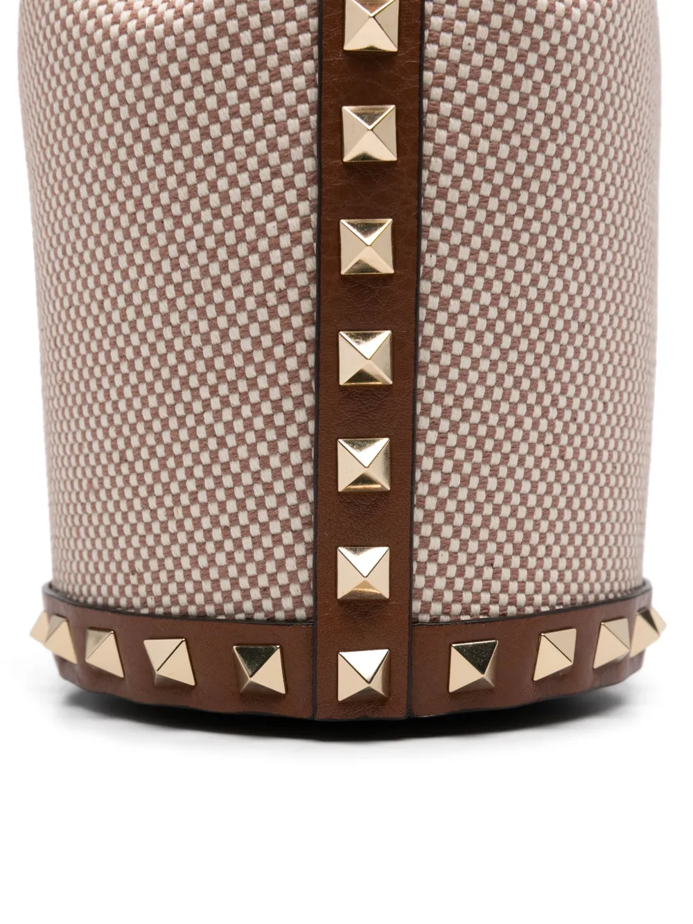 Shop Valentino Rockstud Bucket Bag In Brown