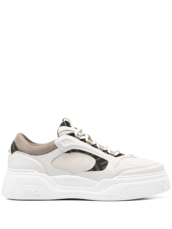 FENDI】FORCE SNEAKERS Fendi Force Brown FF Canvas White Platform FF Logo Low Top