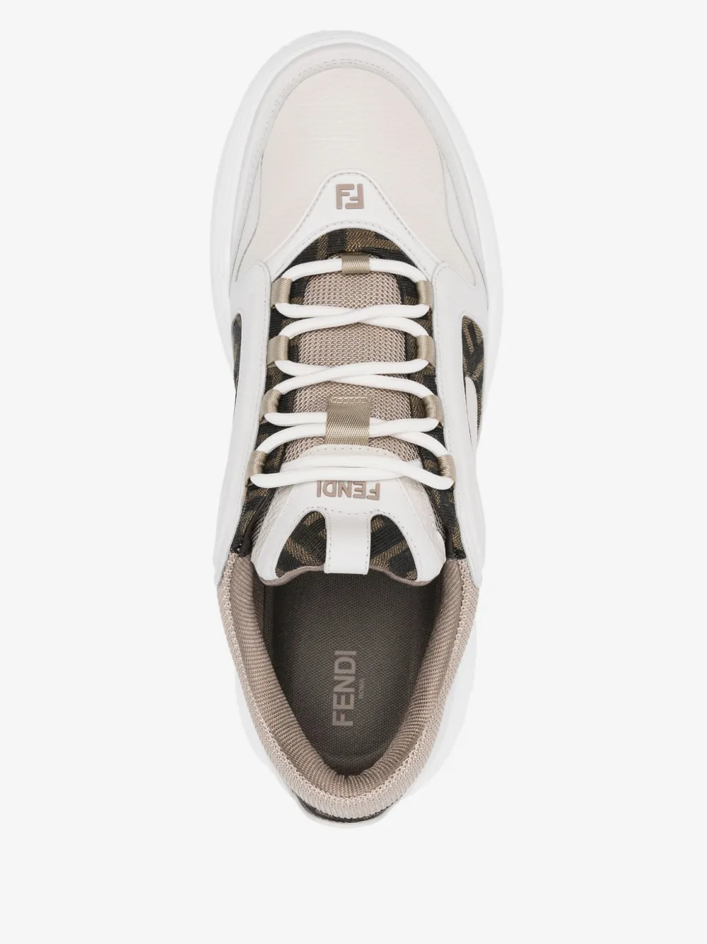 Fendi All-White Mesh & Leather Lace-Up Sneakers Fendi Men Lace-up Sneakers White Mesh Low-Tops main image 3