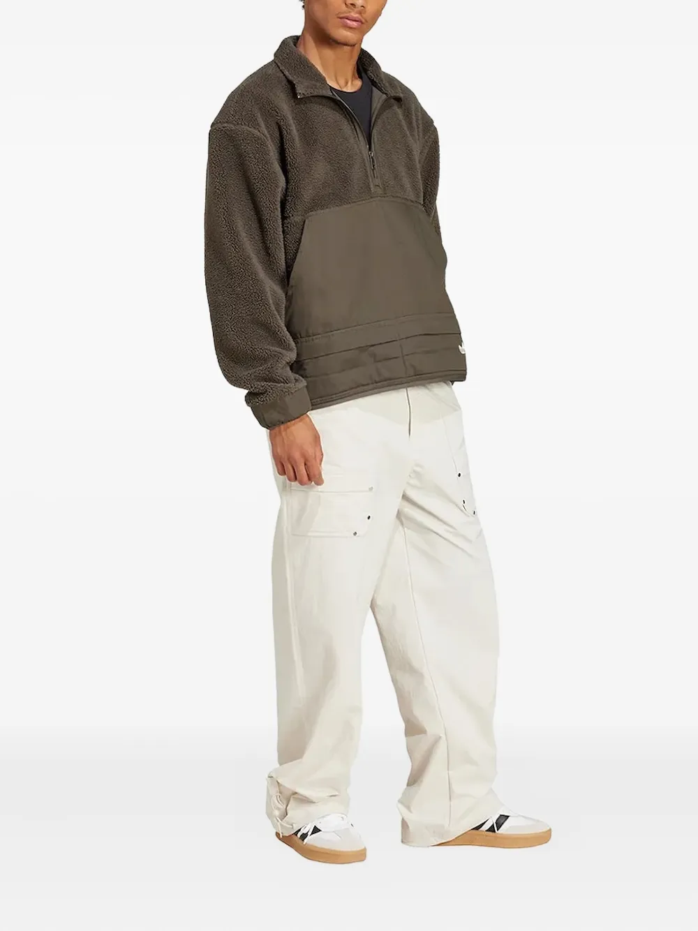 adidas borg-panelled half-zip sweatshirt | Sweatshirts | Image 2