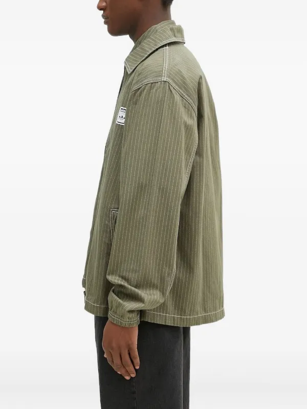 Adidas Pinstripe zip-up Shirt Jacket | Green | FARFETCH