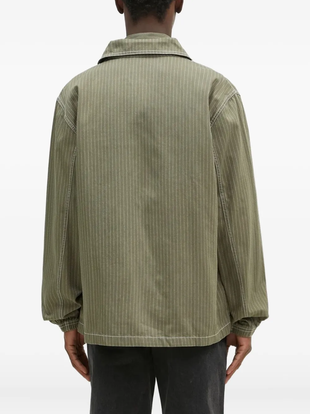 Adidas Pinstripe zip-up Shirt Jacket | Green | FARFETCH
