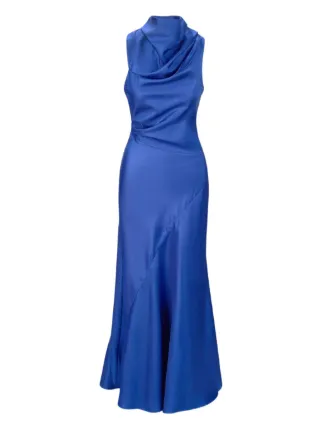 STAUD Frida Silk Maxi Dress | Blue | FARFETCH