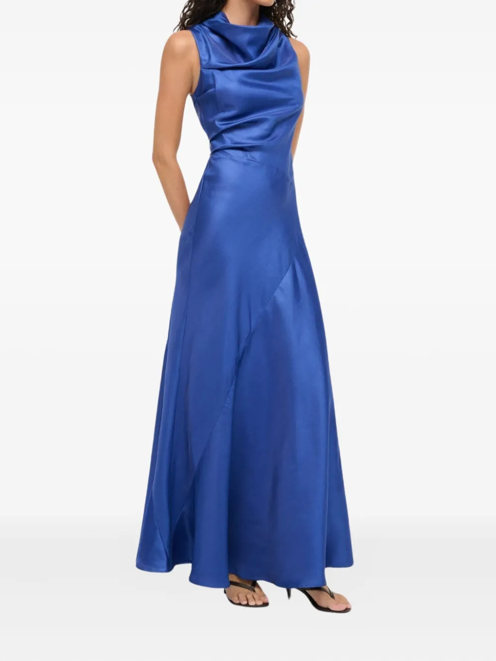 STAUD Frida zijden maxi-jurk Blauw