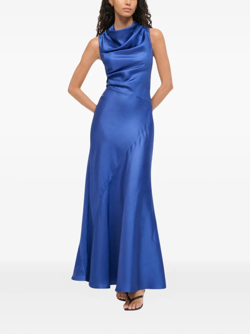 STAUD Frida silk maxi dress - Blauw