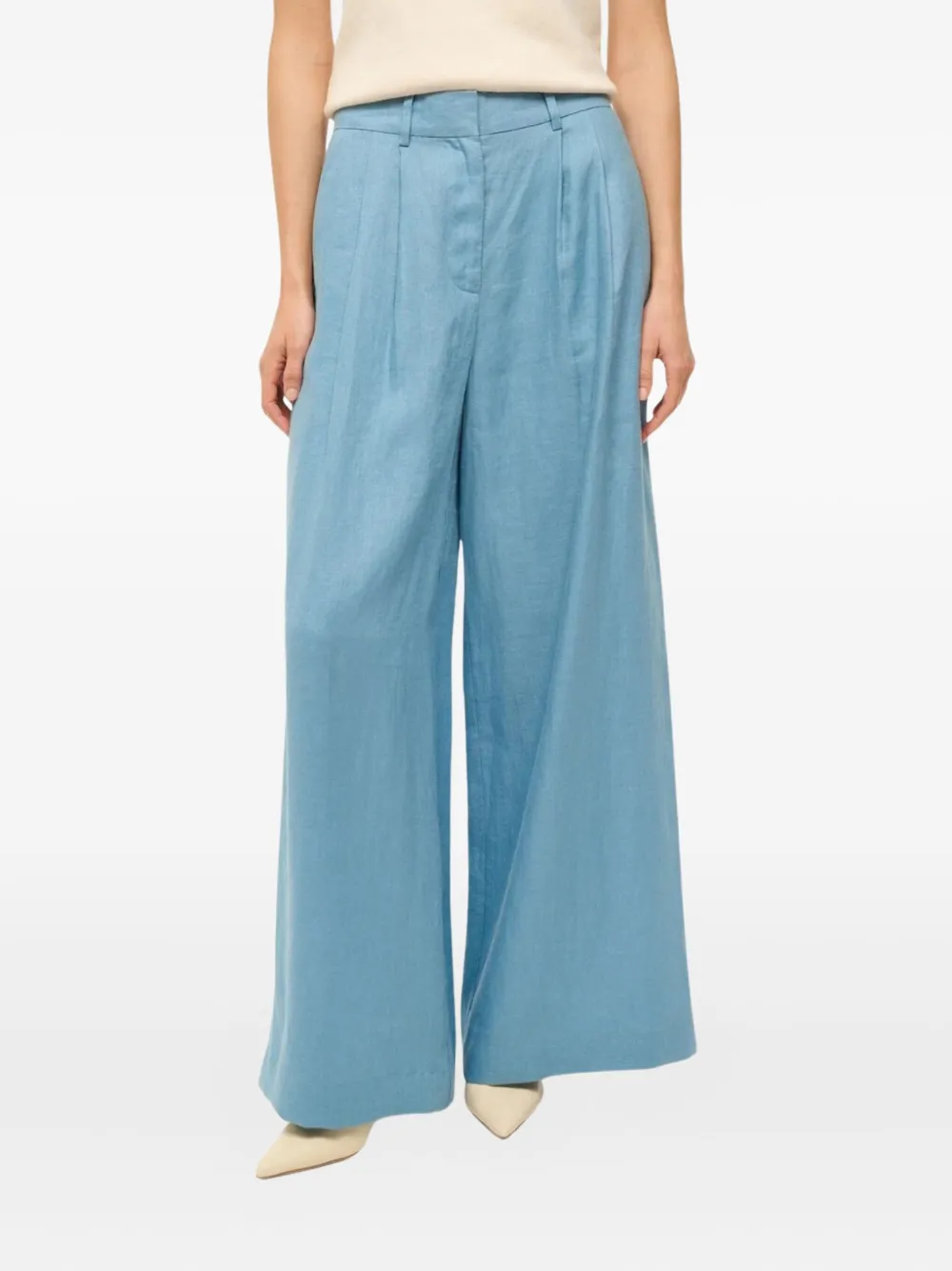 STAUD Geplooide linnen broek Blauw