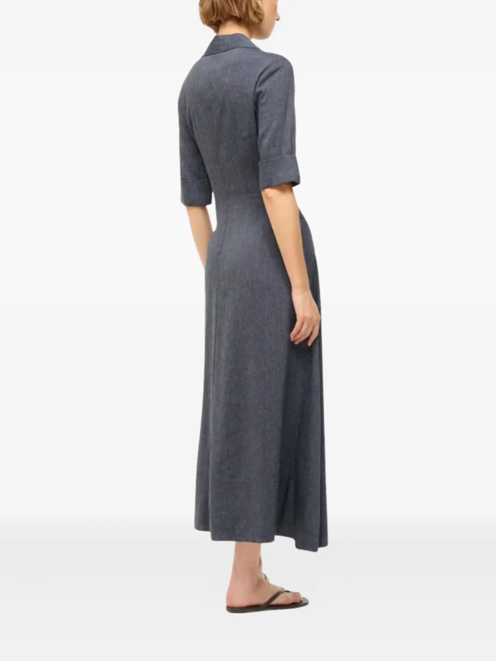 Staud Joan Button-up Midi Dress In Gray
