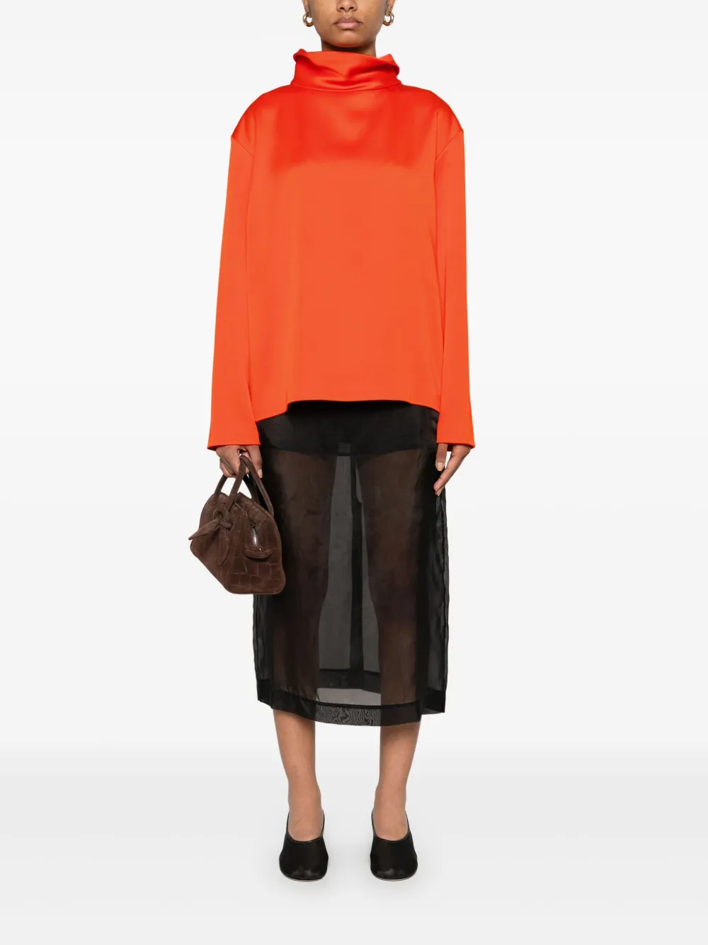 Carven Satijnen blouse - Oranje