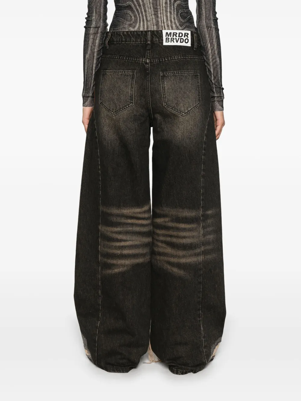 Who Decides War Low-rise Organza-overlay Jeans In Brown