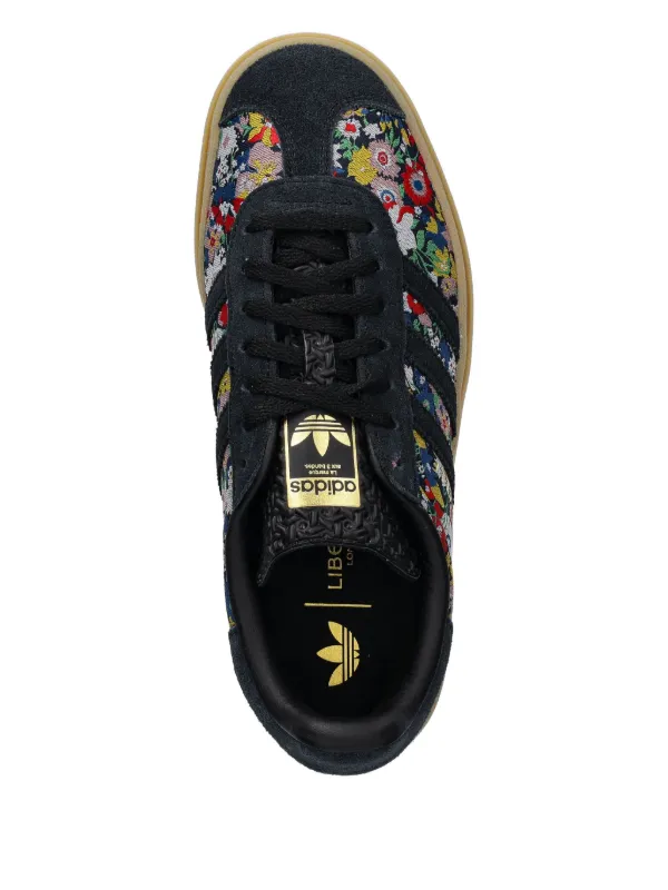 新品】adidas Gazelle 黒/黄色 スエード 花柄刺繍