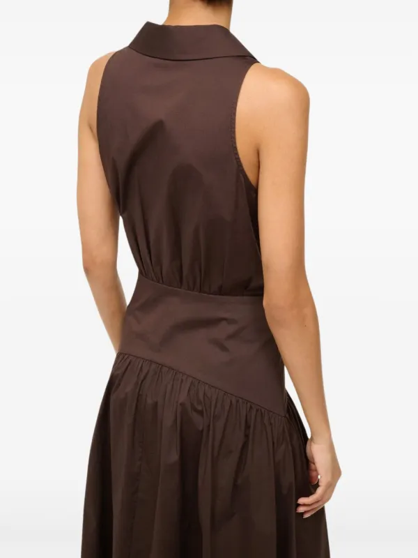 STAUD Cotton Midi Dress | Brown | FARFETCH KW