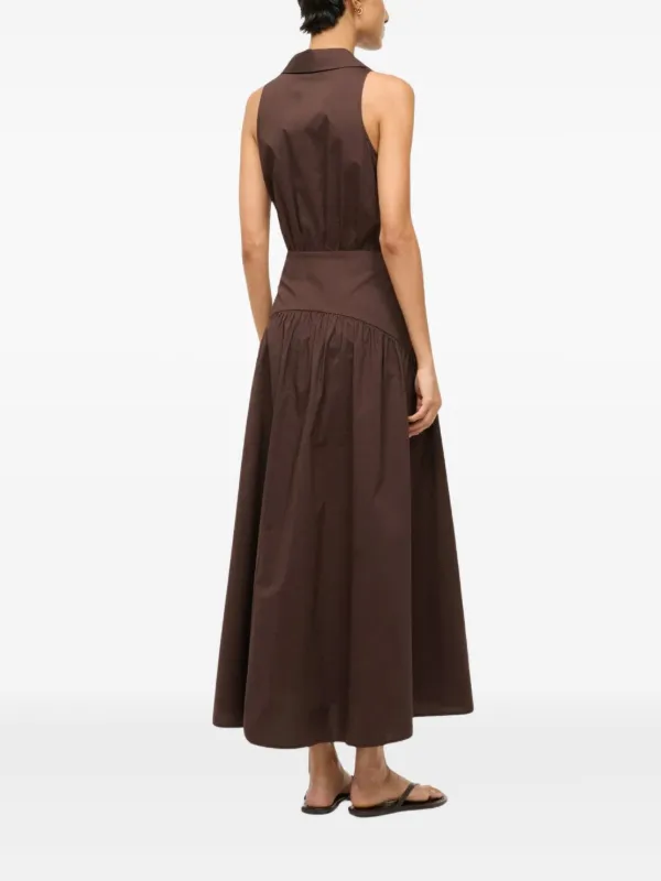 STAUD Cotton Midi Dress | Brown | FARFETCH KW