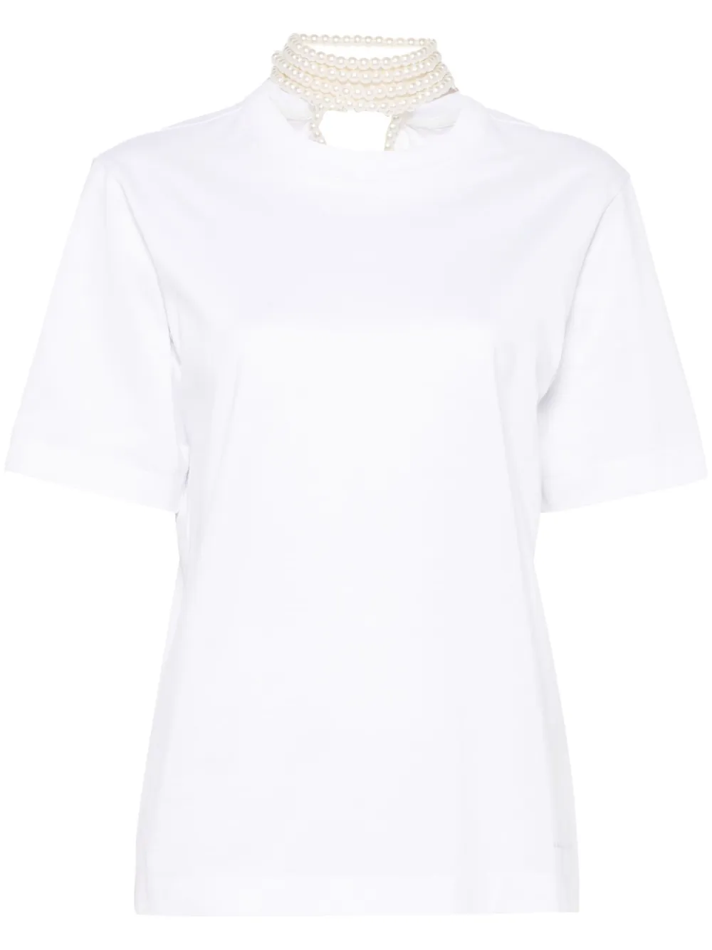 faux-pearl-embellishment T-shirt