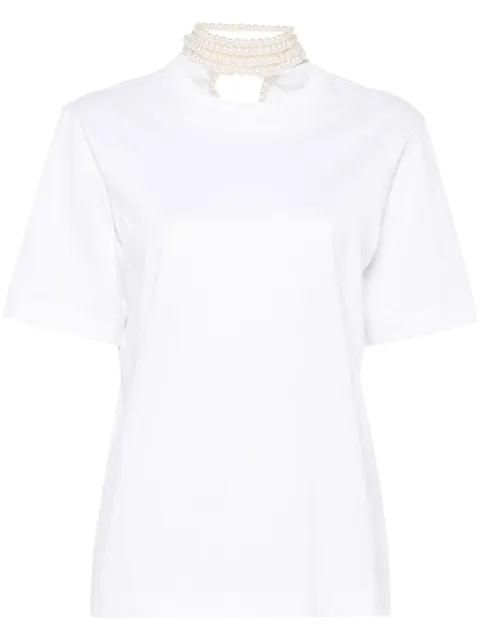 Carven playera con detalle de perlas artificiales