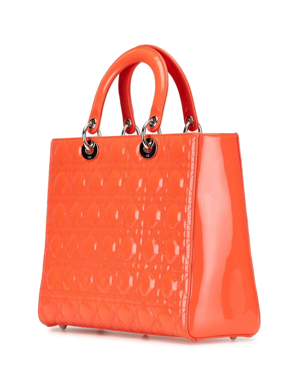 Christian Dior Pre-Owned 2012 grote gelakte Cannage Lady Dior boekentas - Oranje