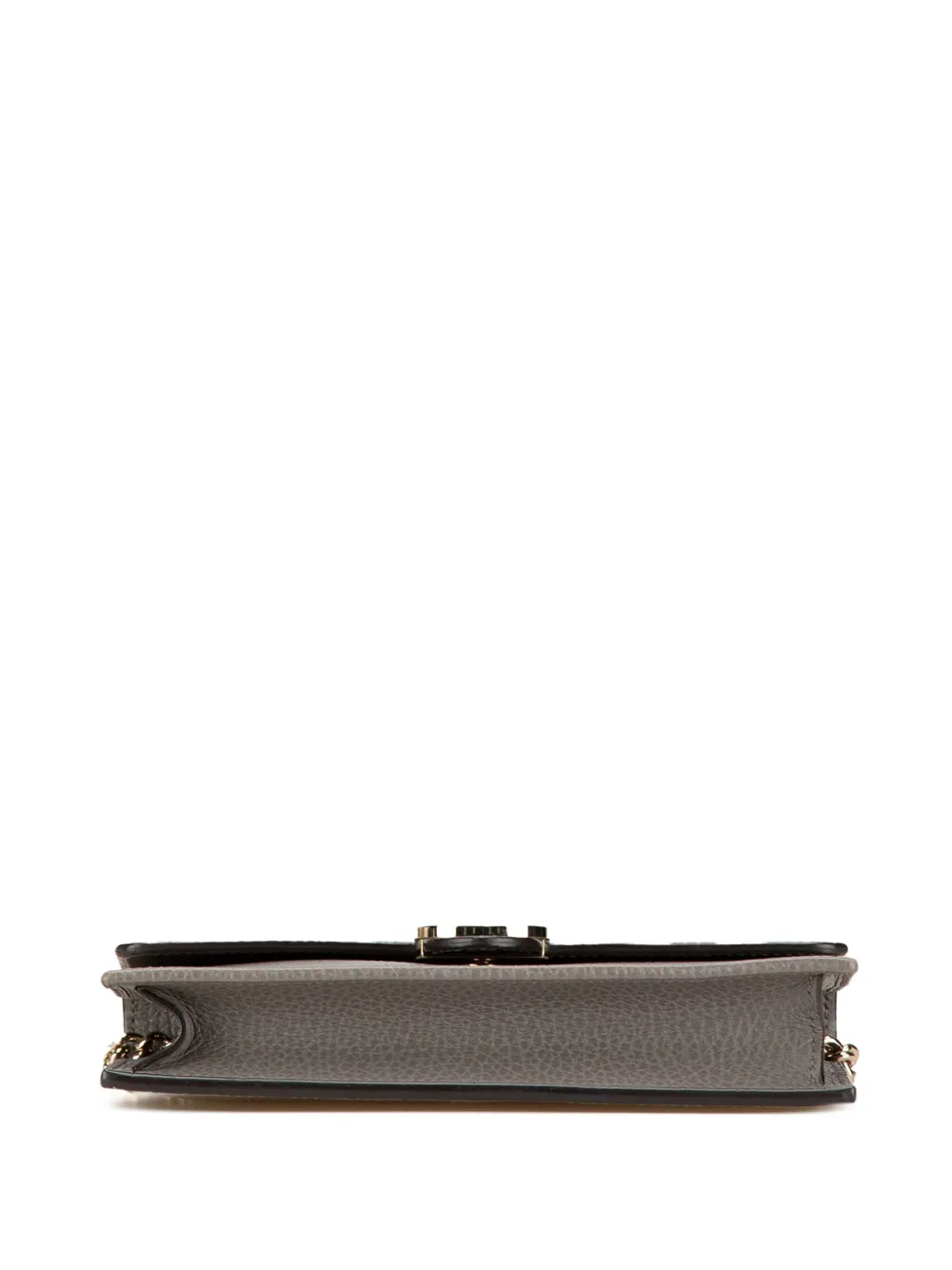 Pre-owned Gucci 2000-2015 Leather Interlocking G Dollar Wallet On Chain Crossbody Bag In Grey