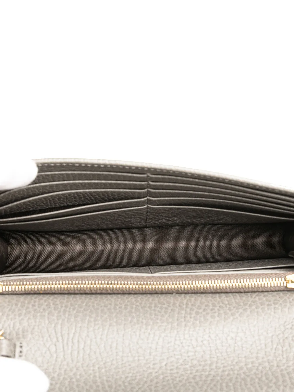 Pre-owned Gucci 2000-2015 Leather Interlocking G Dollar Wallet On Chain Crossbody Bag In Grey