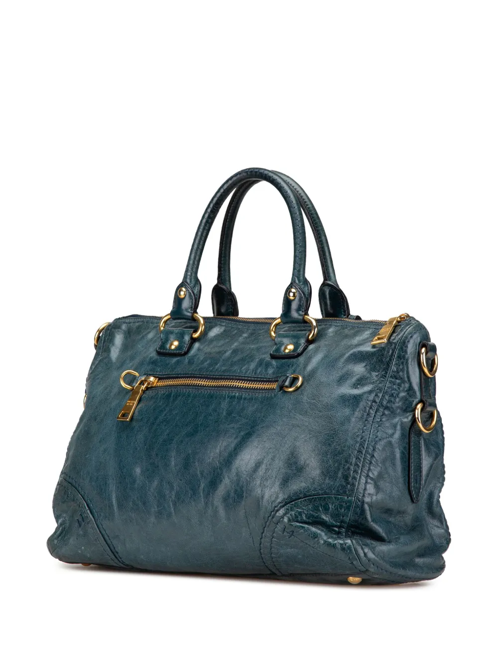 Prada Pre-Owned 2010-2024 Vitello glanzende boekentas met rits aan de bovenkant - Blauw