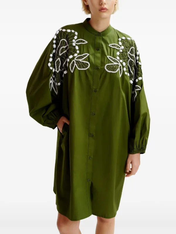 embroidered dress green shirt dress uk