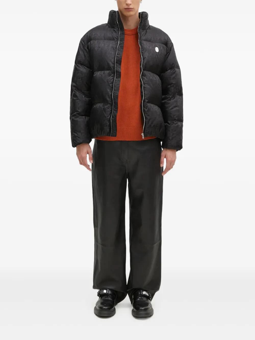 A BATHING APE® logo-pattern puffer jacket | Black | Image 1