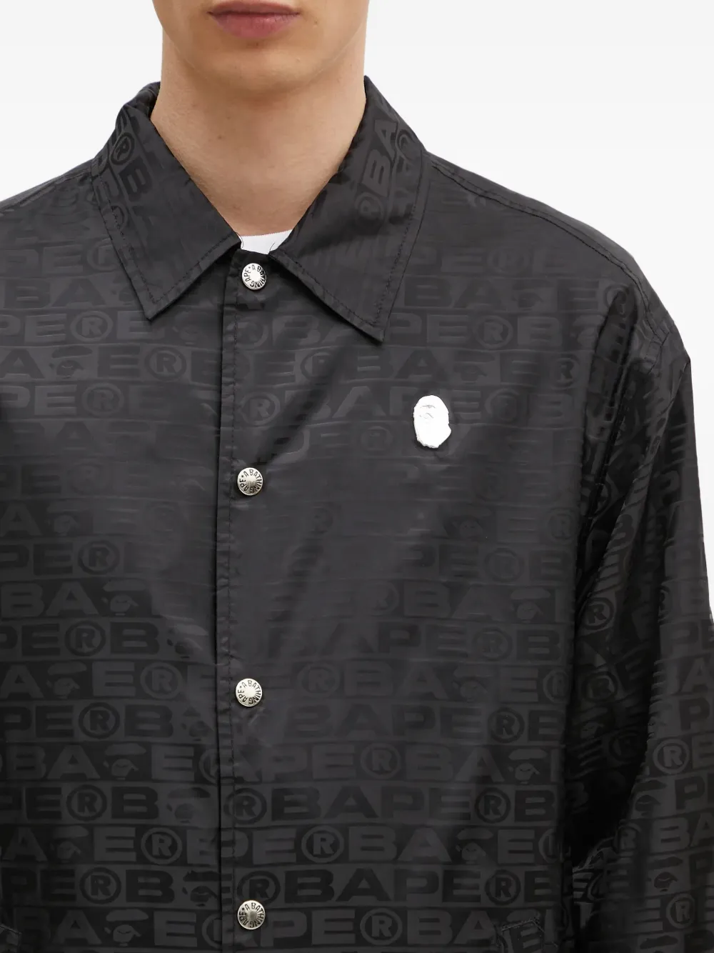 A BATHING APE Shirtjack met logopatroon Zwart