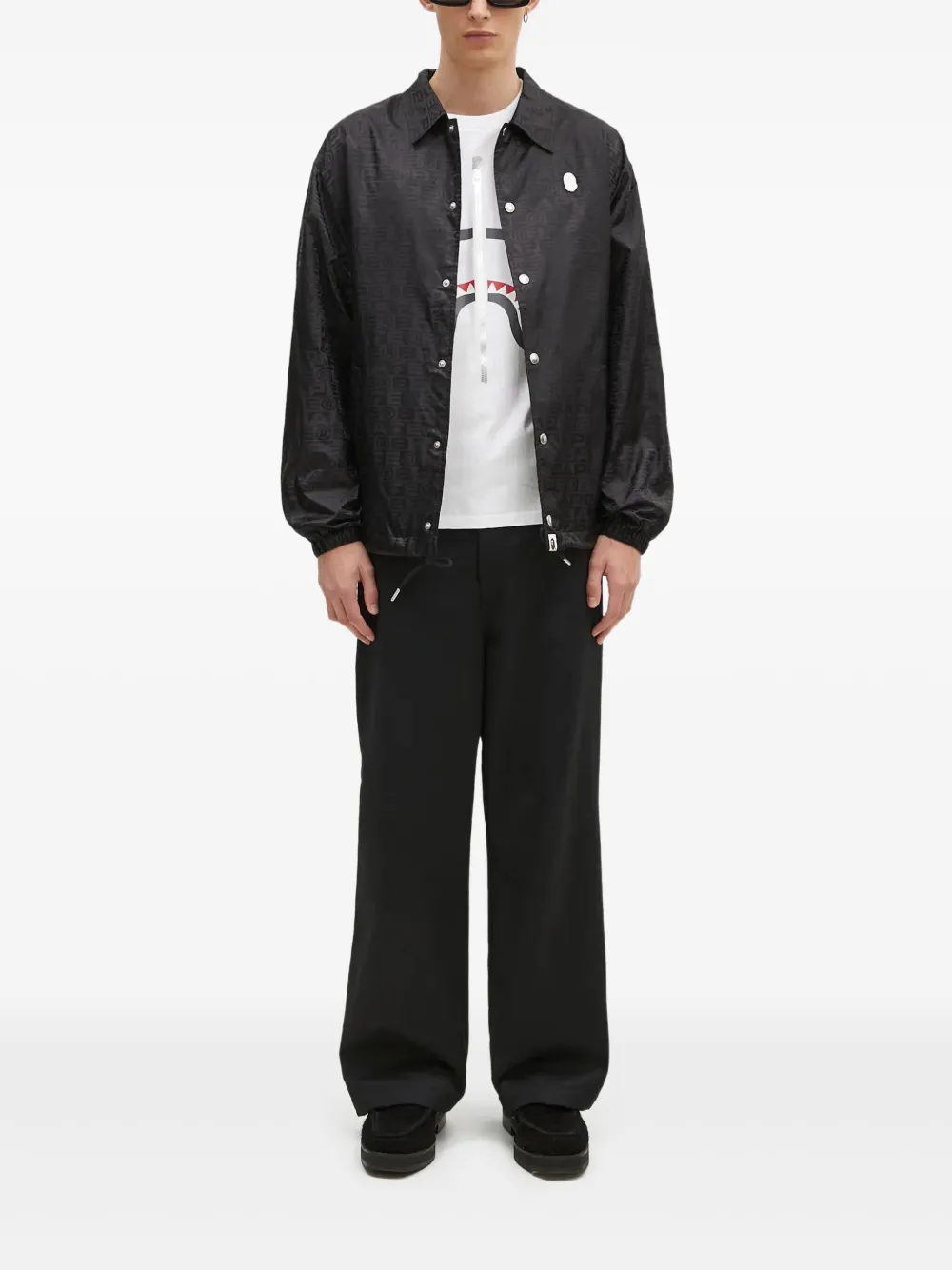 A BATHING APE® logo-pattern shirt jacket - Nero