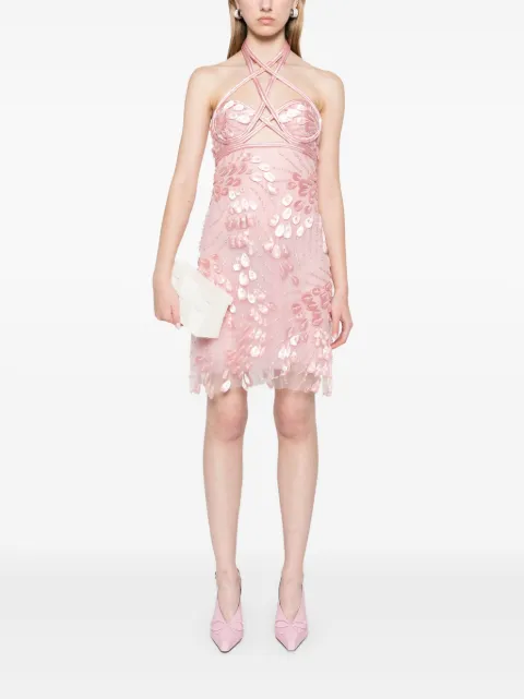 Costarellos bead-embellished mini dress PS2542 - 1