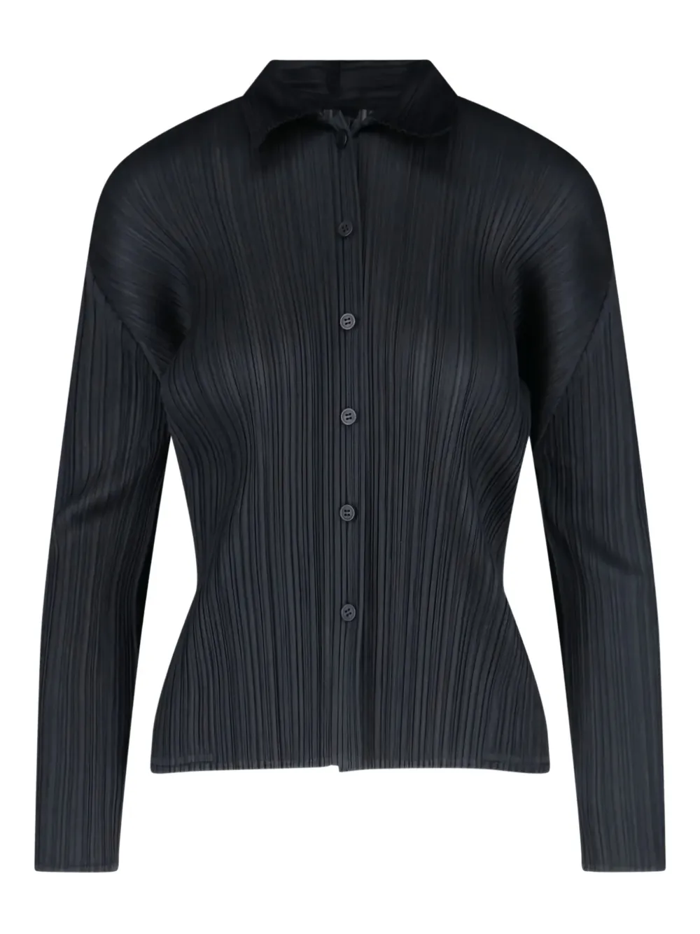 pleated long-sleeve shirt