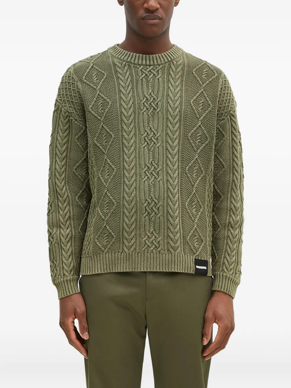 Neighborhood cable-knit diamond-pattern jumper Groen