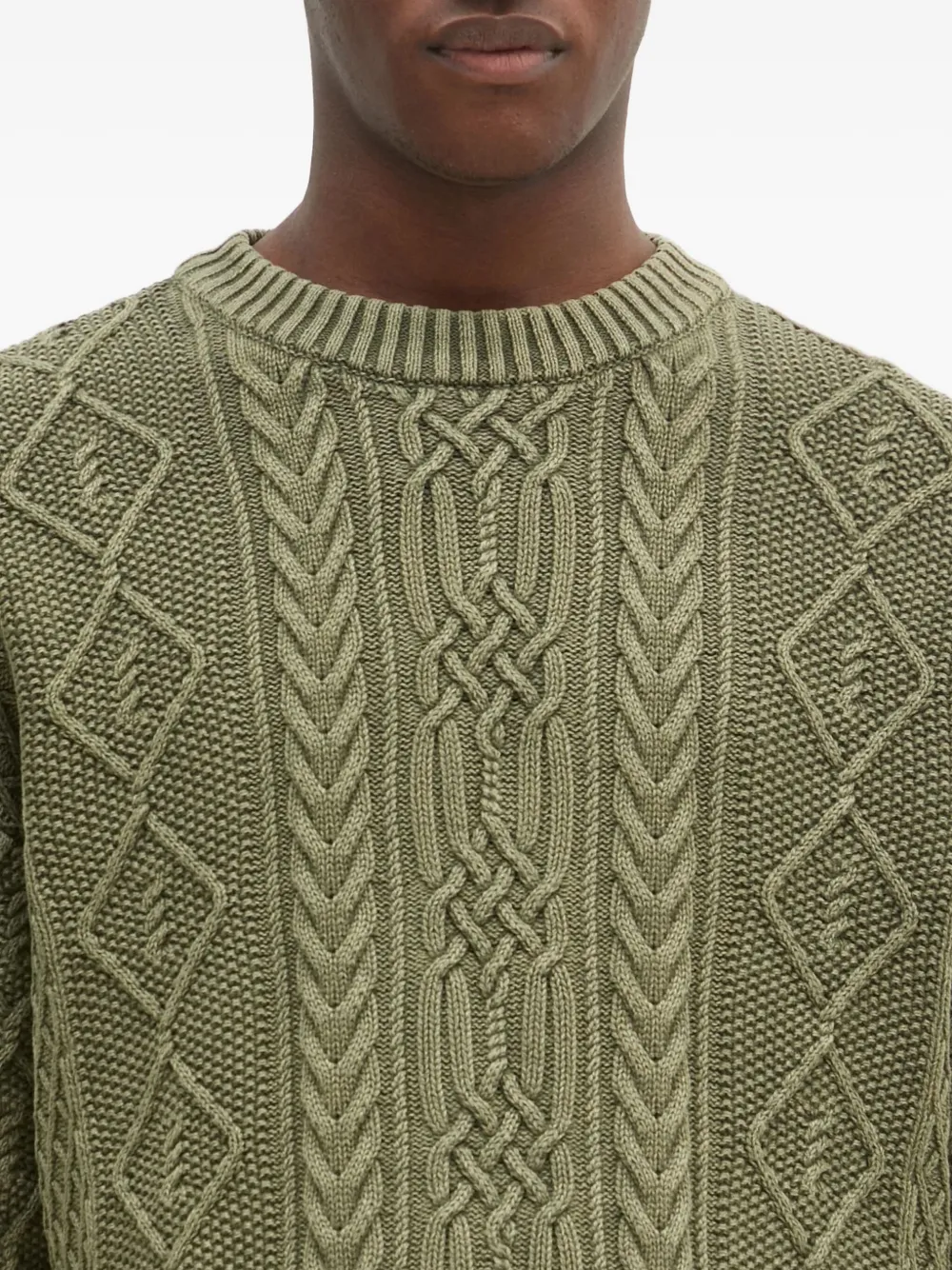 Neighborhood cable-knit diamond-pattern jumper Groen