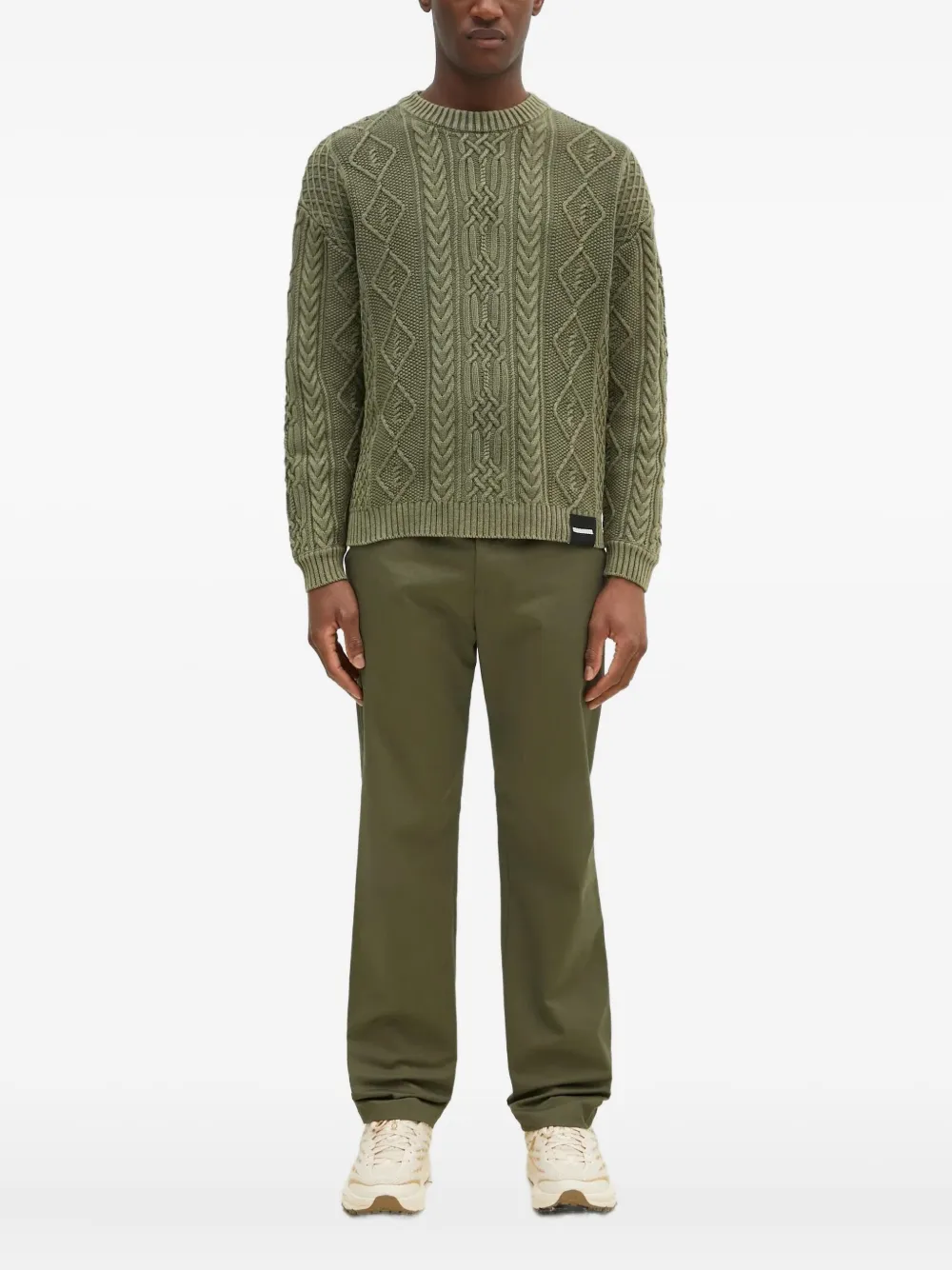 Neighborhood cable-knit diamond-pattern jumper Groen