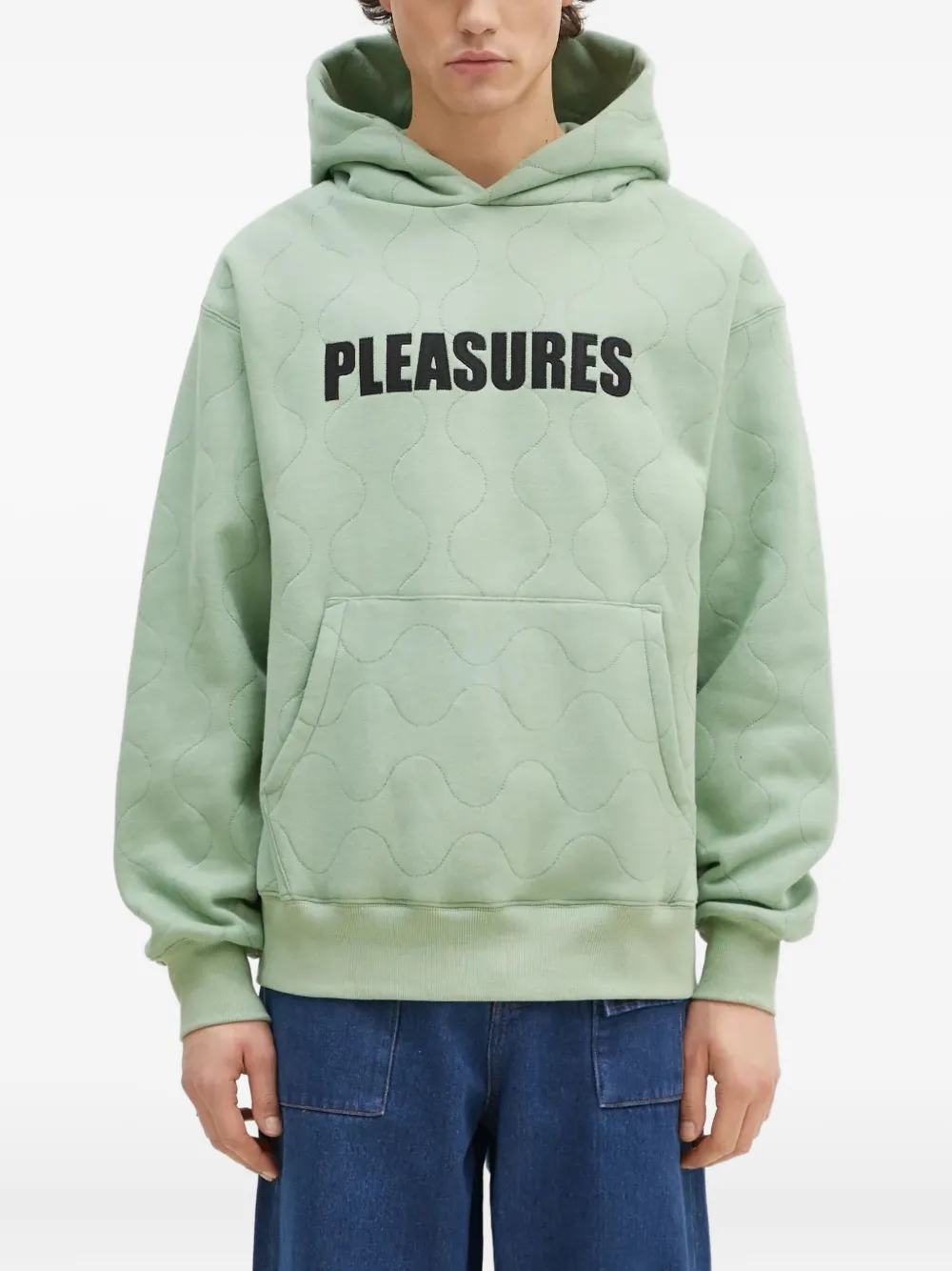 quilted logo-patch hoodie