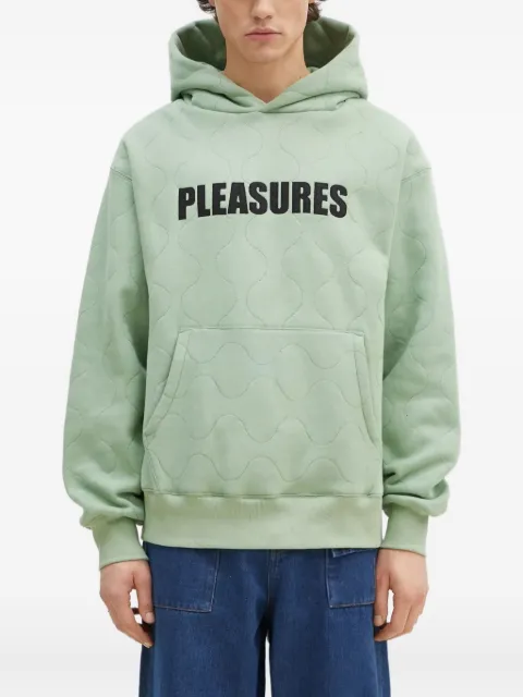 Pleasures quilted logo-patch hoodie