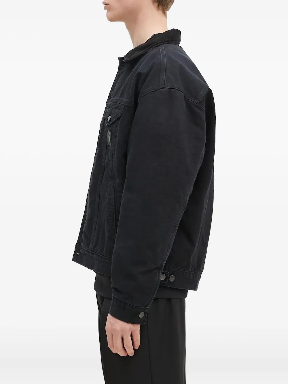 Carhartt Corduroy-collar Denim Jacket In Black