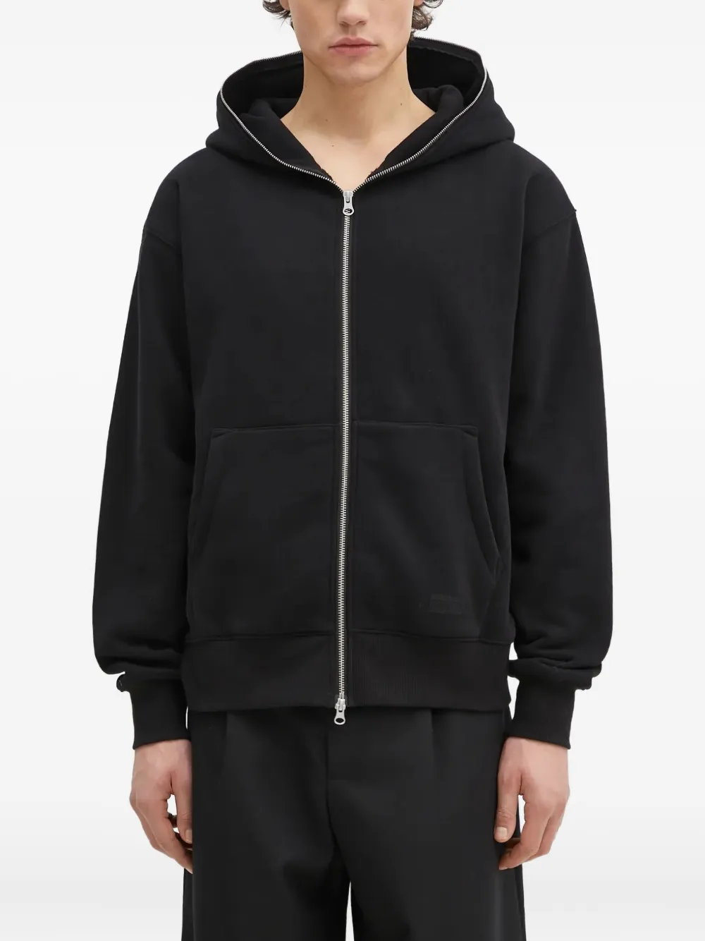 embroidered zip-up hoodie